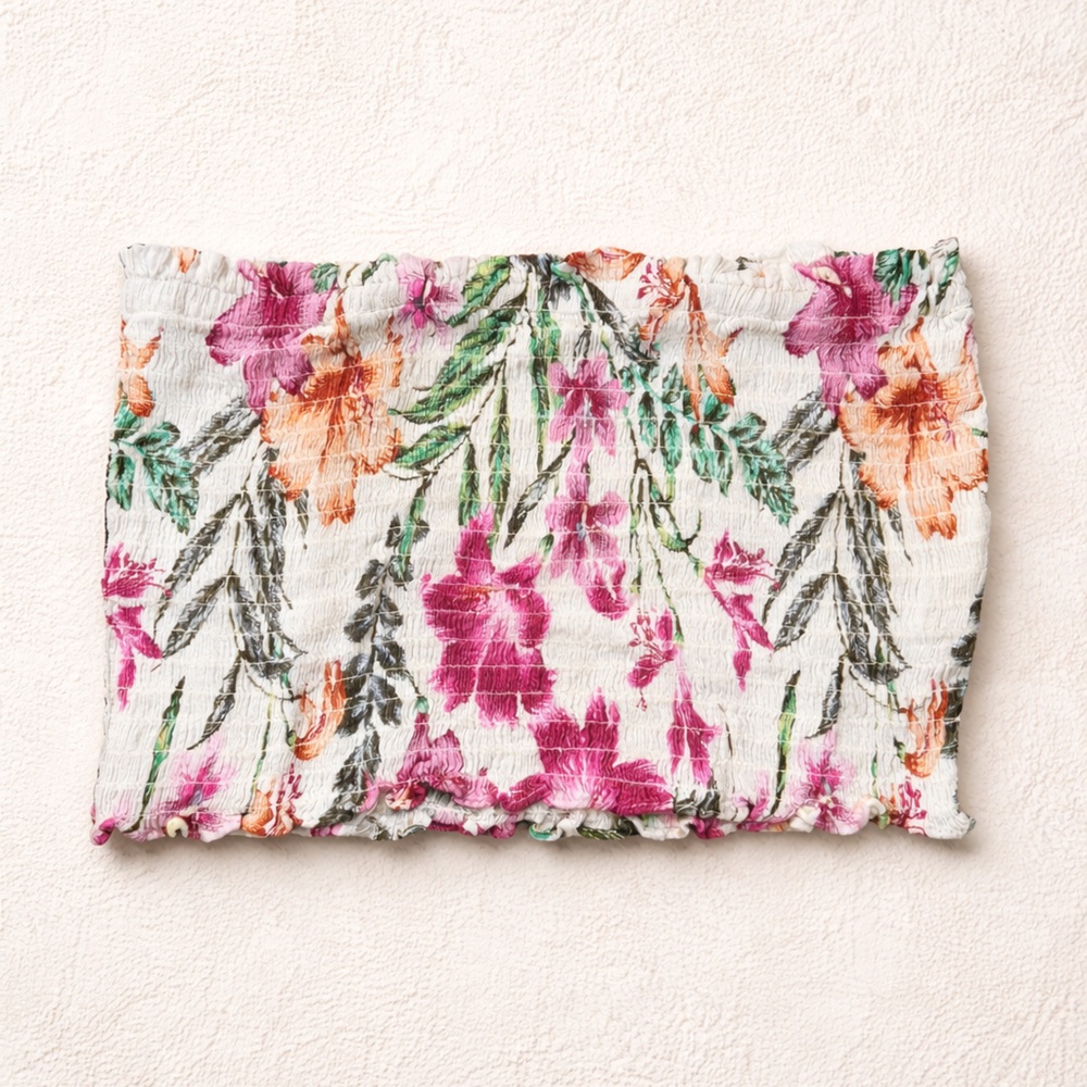 Hurley Floral Smocked Tube Top / Bandeau – Size M